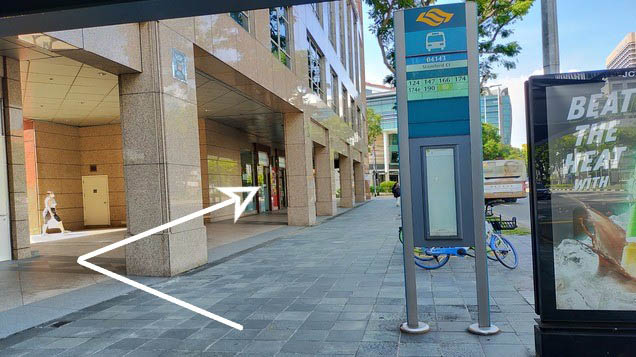 Alight at Stamford Court Bus Stop (Stop ID: 04143) and turn right