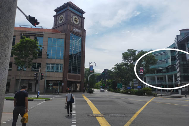 Cross the traffic lights. Lee Kong Chian School of Business is located diagonally across the road