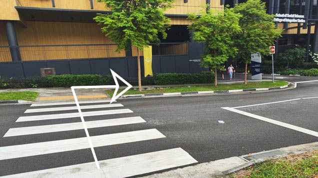 Turn right again after the zebra crossing