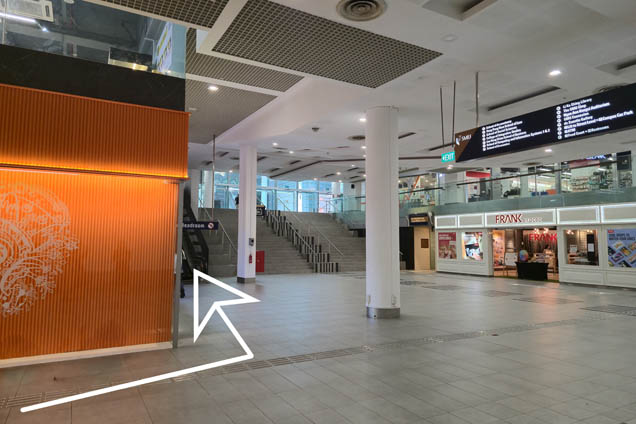 Turn left and take the escalator up