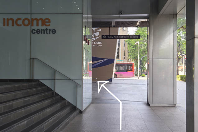 Turn left after Income Centre