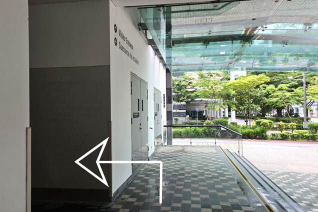 Turn left at the corner to the Visitor Entrance