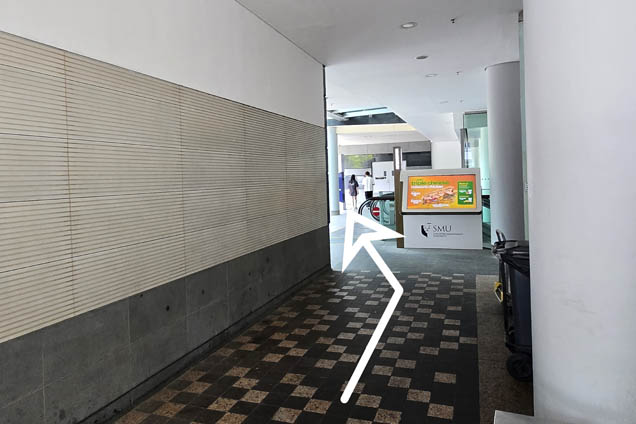 Walk on to the building signage