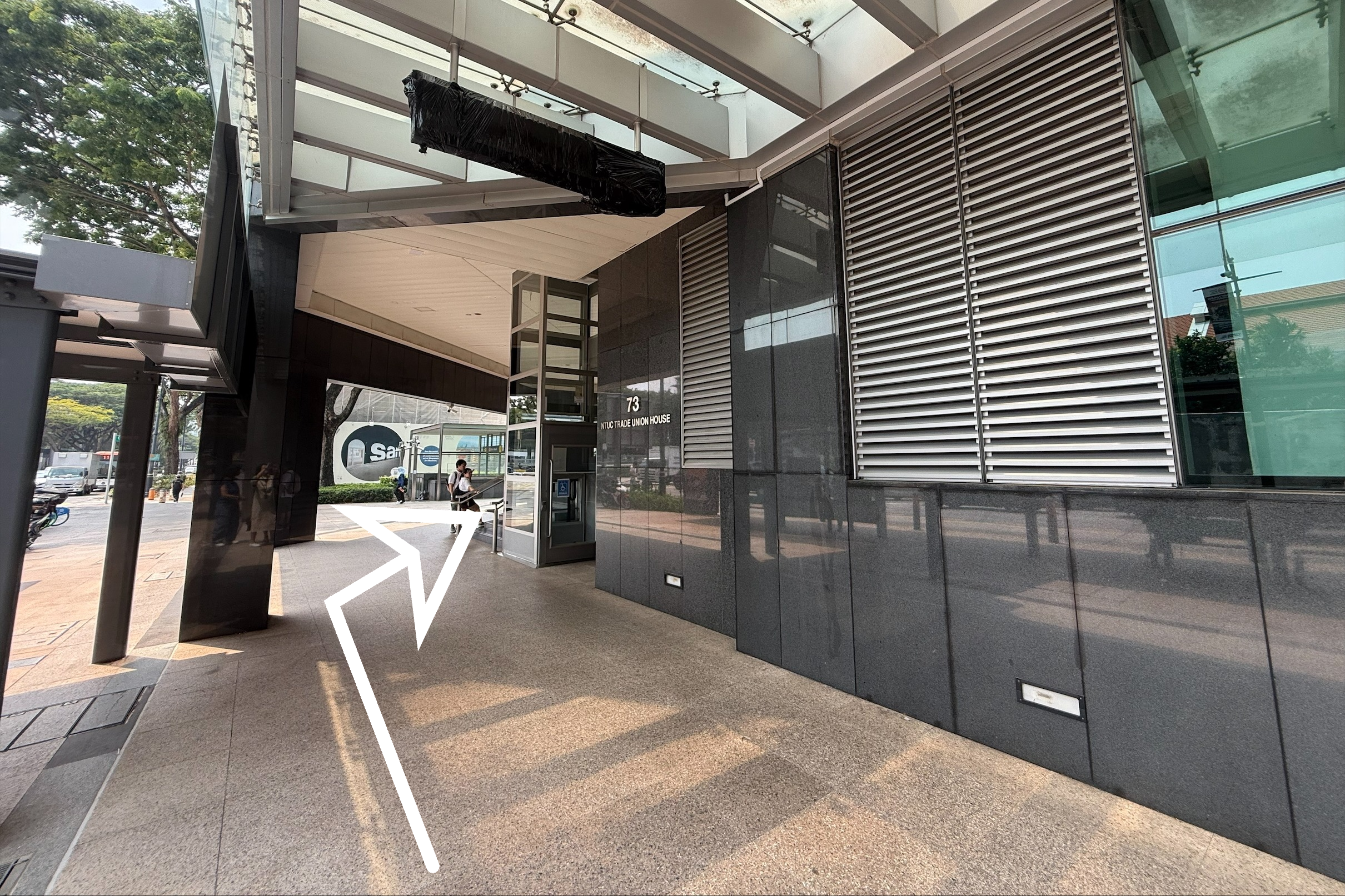 Right turn to the entrance of NTUC Trade Union House