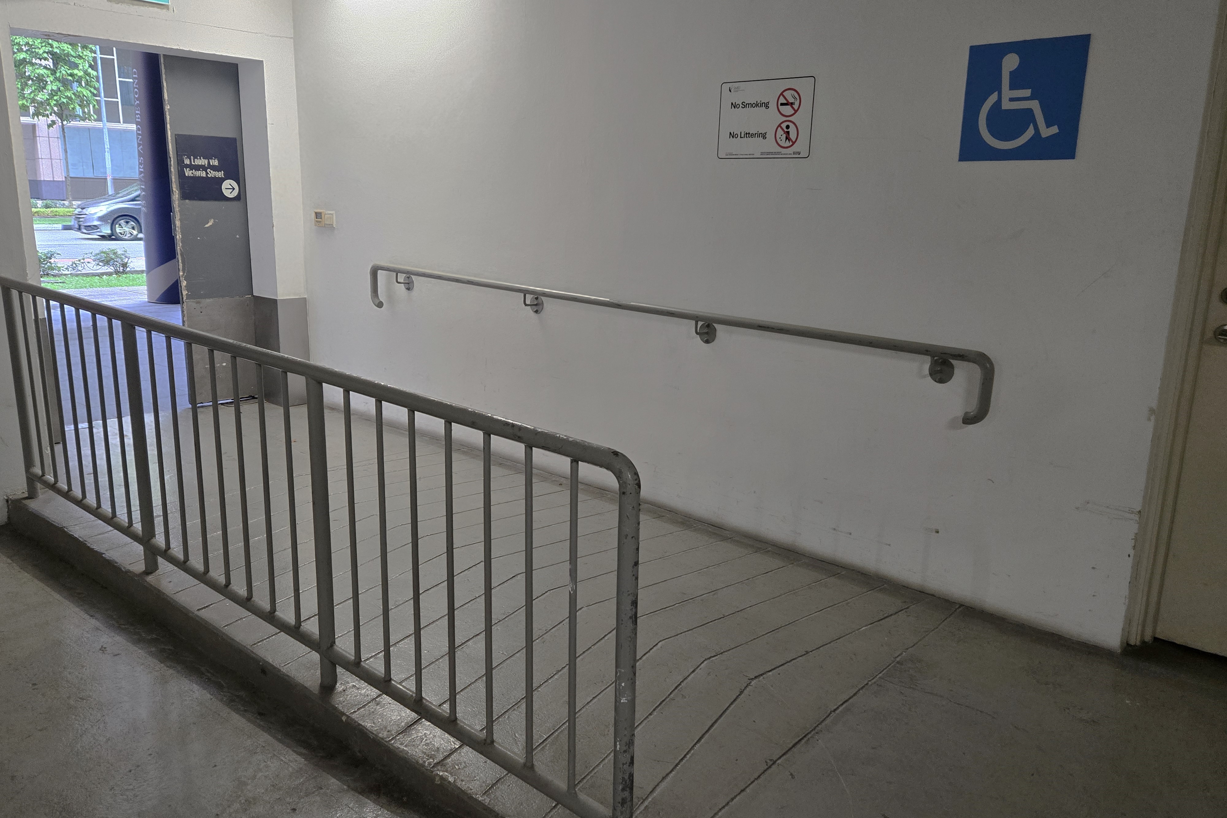 Ramp from the carpark to the Victoria Street lobby