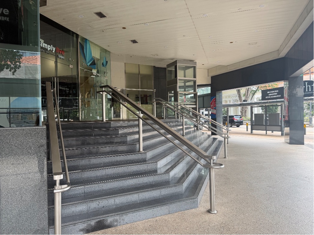 Steps and lift lobby entrance at NTUC Trade Union House