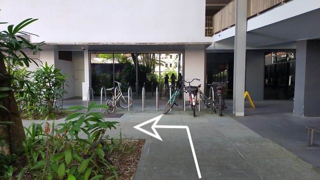 7. Turn left upon seeing the bicycle parking facility